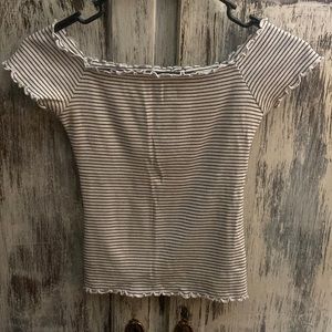 Hollister ribbed off the shoulder, short sleeved shirt